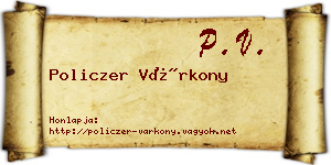 Policzer Várkony névjegykártya